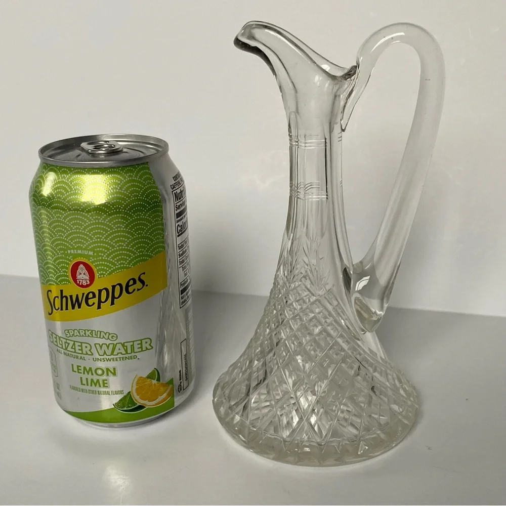 Cut Glass Crystal Vase Or Cruet Facet No Stopper Vintage 7” Clear 4” wide